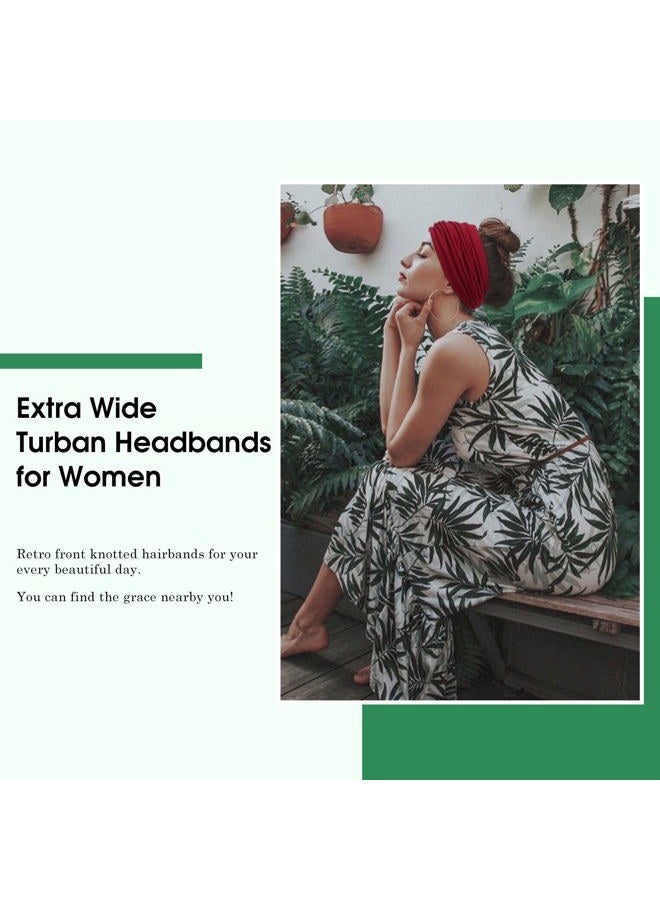Tobeffect Wide Headbands for Women, 7'' Extra Large Turban Headband Boho Cloth Hairband Colorful Hair Twisted Knot Accessories, 6 Pack - Image 3