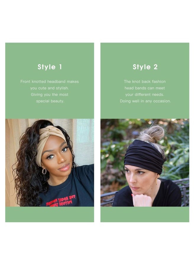 Tobeffect Wide Headbands for Women, 7'' Extra Large Turban Headband Boho Cloth Hairband Colorful Hair Twisted Knot Accessories, 6 Pack - Image 4