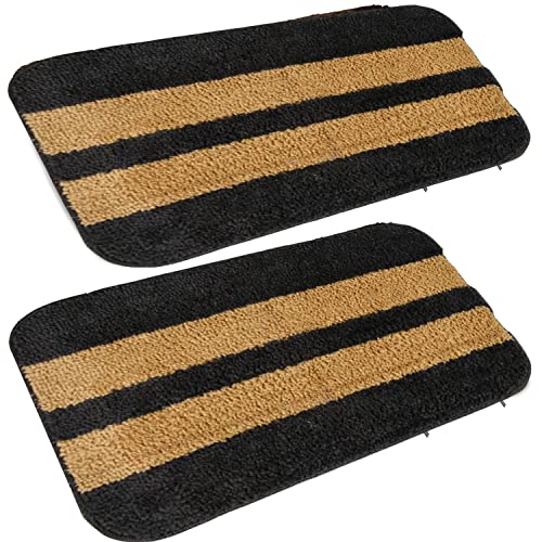 MODERN FAB Modern 2 Piece mats with Anti Skid Rubber Backing,Colour Gray with Gold Strip,Size(40 x 60 cm) Set of 2 Piece - Image 2