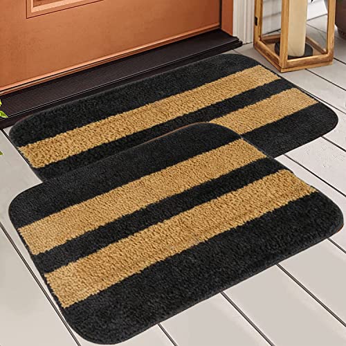 MODERN FAB Modern 2 Piece mats with Anti Skid Rubber Backing,Colour Gray with Gold Strip,Size(40 x 60 cm) Set of 2 Piece - Image 3