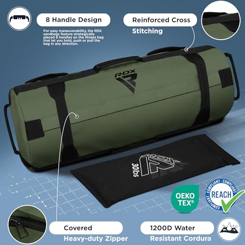 RDX Sandbag for Fitness Weights Training Unfilled Power Bags with Handles 5200 LBs Adjustable Weighted Slam Bag for Strength Powerlifting Running Heavy Workout Home Gym Exercise Sold AS UNFILLED - Image 3