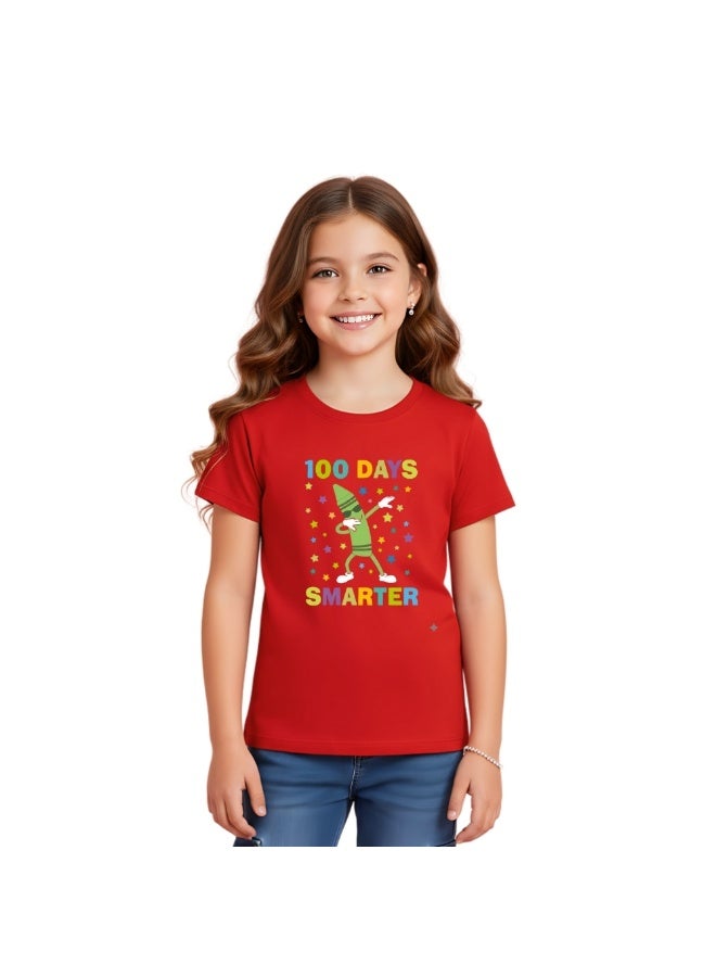 برينت شوب فور مي احتفل بـ 100 يوم من المدرسة تي شيرت قطني للفتيات - تي شيرت للأطفال - احتفل بـ 100 يوم من المدرسة - تي شيرت للفتيات بـ 100 يوم من المدرسة - هدية للأطفال - Image 1