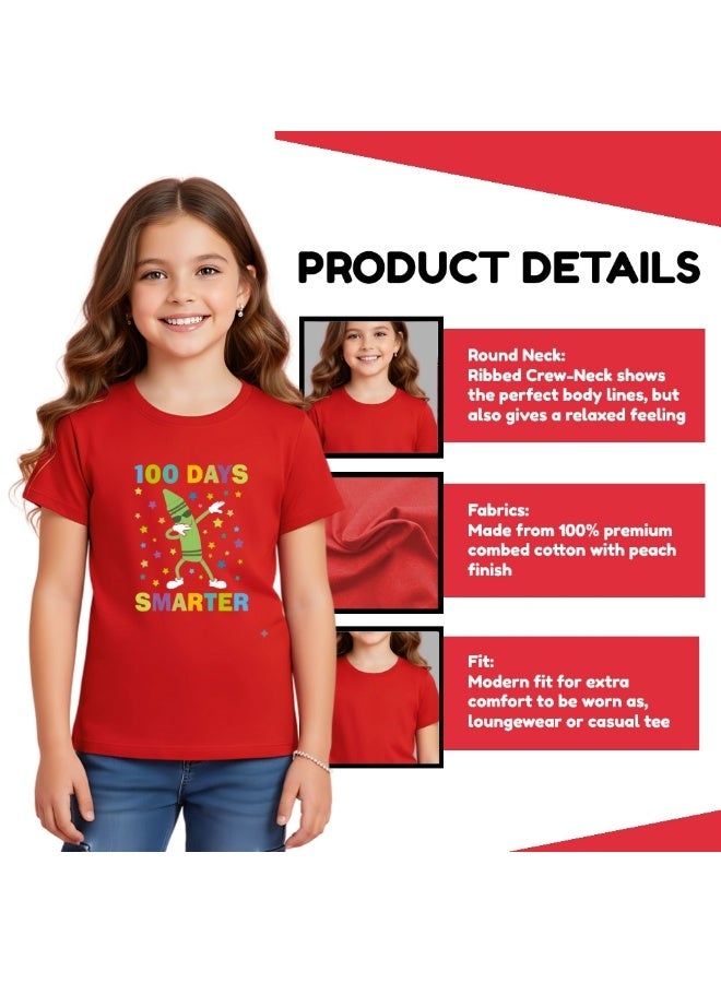 برينت شوب فور مي احتفل بـ 100 يوم من المدرسة تي شيرت قطني للفتيات - تي شيرت للأطفال - احتفل بـ 100 يوم من المدرسة - تي شيرت للفتيات بـ 100 يوم من المدرسة - هدية للأطفال - Image 4