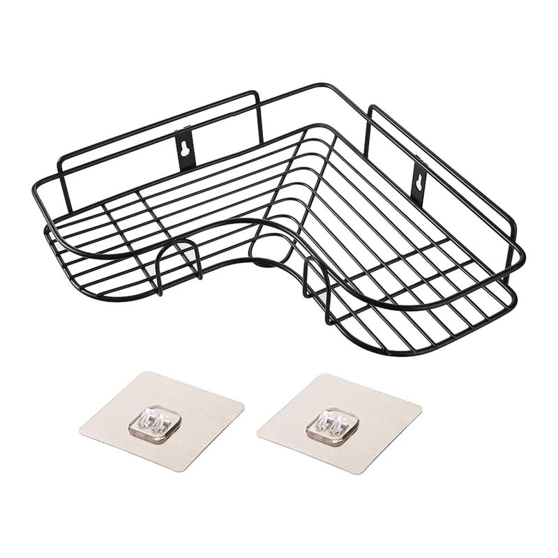 Decobuy Corner Shelf Storage for Bathroom Kitchen Organizer Rack Stainless Multi-Purpose, No Drill Required, Shampoo Towel and Soap Holder (Pack of 1) (Black) - Image 2