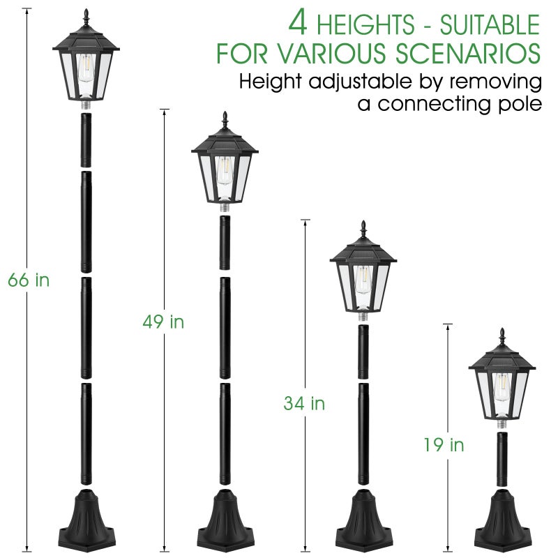 Eyrosa 66" Metal Solar Lamp Post Light 50 Lumens, 2 Pack Solar Pole Light Outdoor Waterproof, Post Lighting Outside for Porch Yard Driveway Garden Patio Decor - Image 3