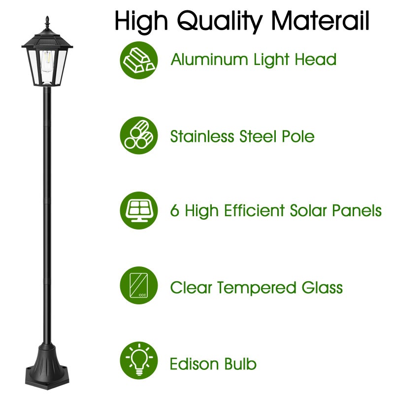 Eyrosa 66" Metal Solar Lamp Post Light 50 Lumens, 2 Pack Solar Pole Light Outdoor Waterproof, Post Lighting Outside for Porch Yard Driveway Garden Patio Decor - Image 2