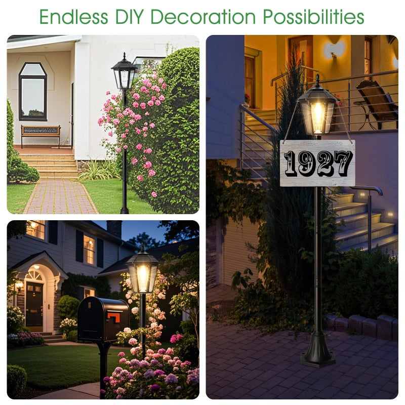 Eyrosa 66" Metal Solar Lamp Post Light 50 Lumens, 2 Pack Solar Pole Light Outdoor Waterproof, Post Lighting Outside for Porch Yard Driveway Garden Patio Decor - Image 4