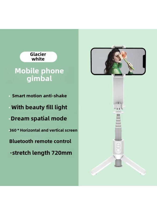 Q18 L09 Mobile Phone Gimbal Stabilizer Bluetooth Selfie Stick Light Follow-up Live Tripod-Color:L09 [white]