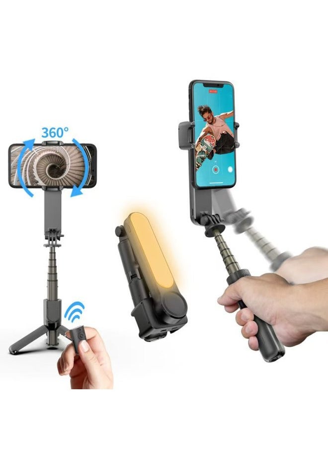 Q18 L09 Mobile Phone Gimbal Stabilizer Bluetooth Selfie Stick Light Follow-up Live Tripod-Color:L09 [white]