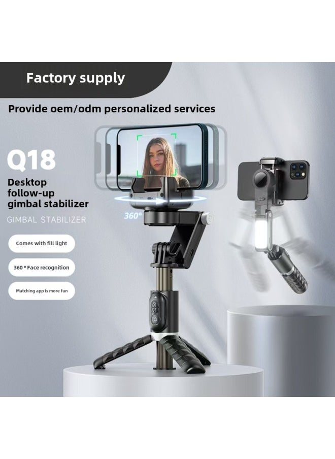Q18 L09 Mobile Phone Gimbal Stabilizer Bluetooth Selfie Stick Light Follow-up Live Tripod-Color:L09 [white]