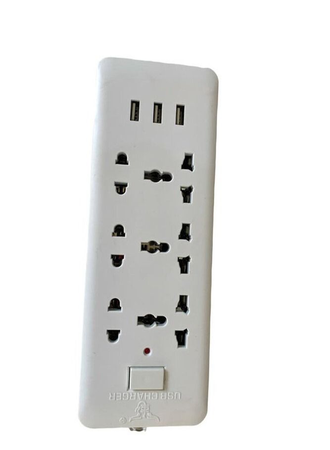 2500W Power Strip, 2 Meter Cord Length, 3 USB Ports, 5V-3.1A, White Copper Wire  - Image 3