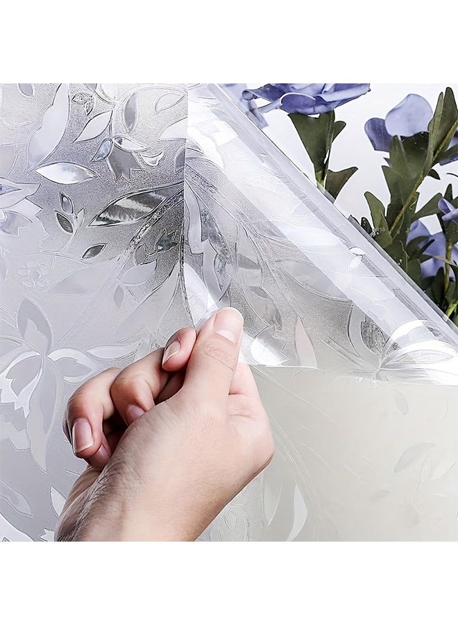 1 Roll Window Film Decorative Window Privacy Film 3D Colored Glass Window Sticker Sun Protection Detachable Window Sticker Colored Glass Window  Doors And Windows Decor 3D Rainbow Tulip Pattern  - Image 2