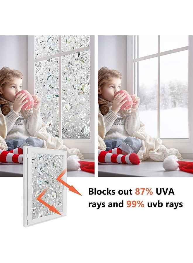 1 Roll Window Film Decorative Window Privacy Film 3D Colored Glass Window Sticker Sun Protection Detachable Window Sticker Colored Glass Window  Doors And Windows Decor 3D Rainbow Tulip Pattern  - Image 3