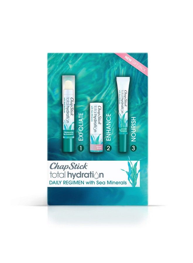 chapstick Total Hydration Sea Minerals Gift Pack With Moisturizing Lip Exfoliator Overnight Lip Moisturizer And Tinted Lip Balm Pack Of 3 - Image 1