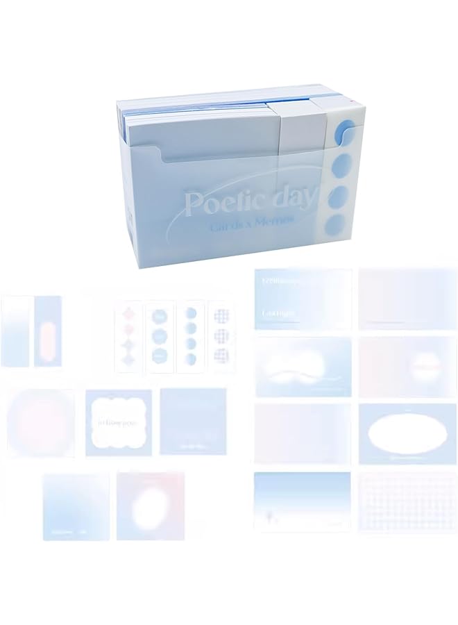 erorex Multi Functional Gradient Index Cards And Holder Message Memos Unique Colors 3X5 Heavy Study Cards Note Cards Punched For School Learning Office And Home Uses Blue - Image 2