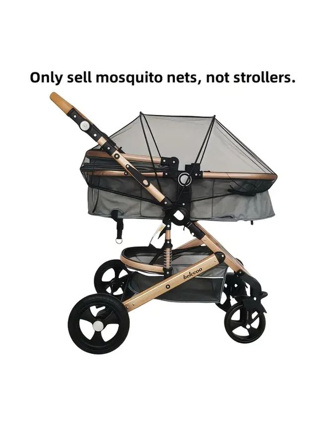 Double Mosquito Net Black Full Coverage Breathable Sunscreen For Stroller Bassinet Car Seat - Image 1