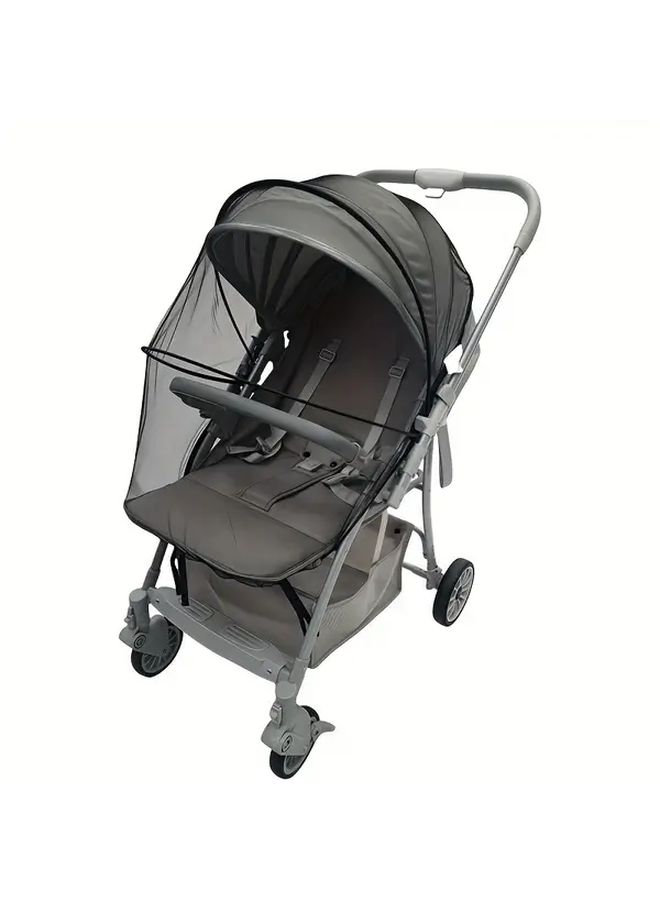 Double Mosquito Net Black Full Coverage Breathable Sunscreen For Stroller Bassinet Car Seat - Image 5