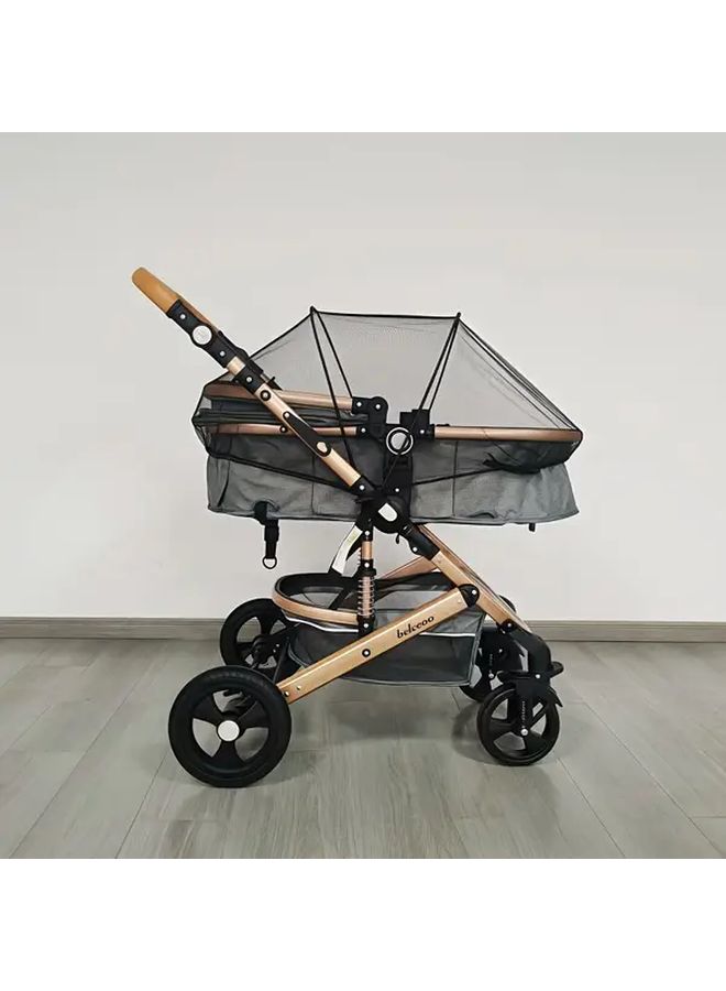 Double Mosquito Net Black Full Coverage Breathable Sunscreen For Stroller Bassinet Car Seat - Image 3