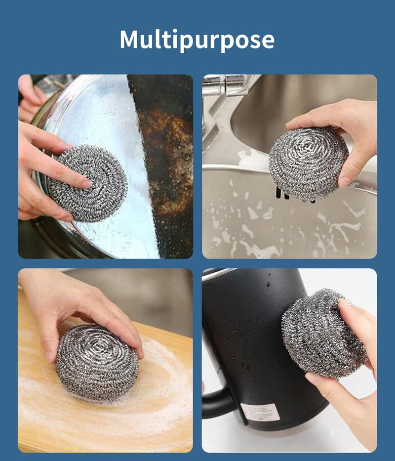 Docduet 6Pcs Steel Wool Scrubbers - Flexible Scrubber Pads for Cleaning Dishes, Pots, Pans, Grills and Sinks - Image 4