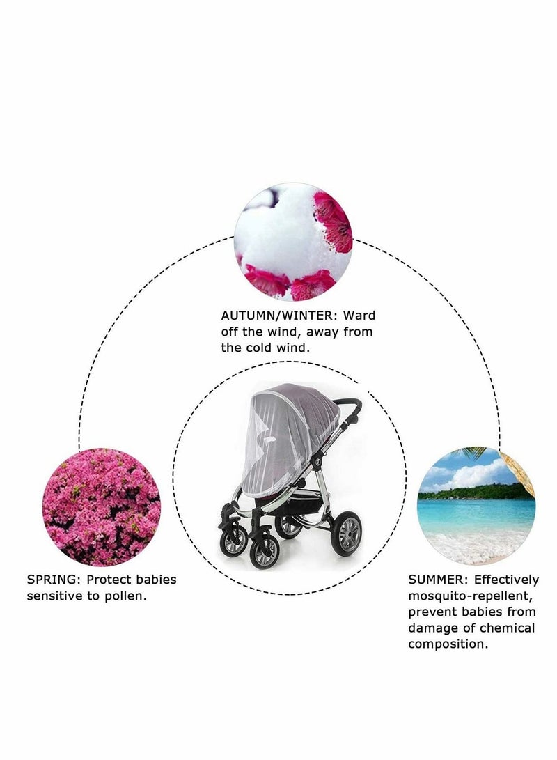 Excefore Mosquito Net for Pushchair, Insect Net Pram Net Bug Net Protection Cover Machine Washable Elastic and Breathable - for Pushchairs Pram Buggy Carrycot Fits Crib bassinet (White - 3 Pack) - Image 3