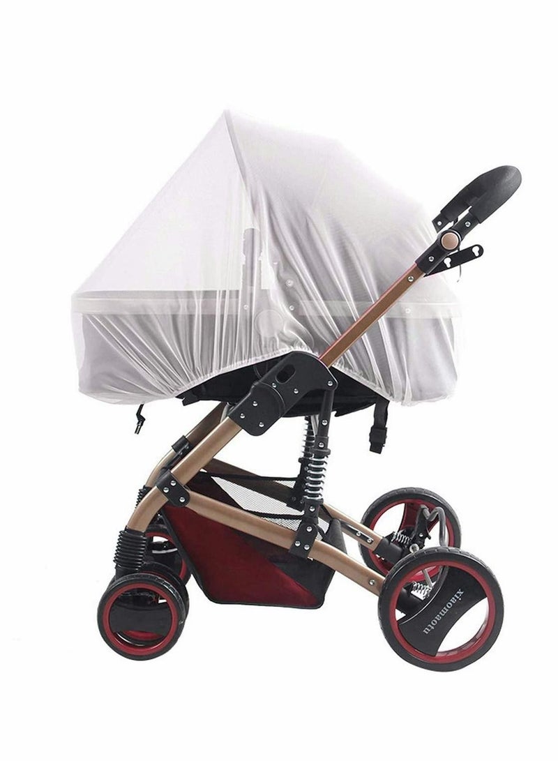 Excefore Mosquito Net for Pushchair, Insect Net Pram Net Bug Net Protection Cover Machine Washable Elastic and Breathable - for Pushchairs Pram Buggy Carrycot Fits Crib bassinet (White - 3 Pack) - Image 1
