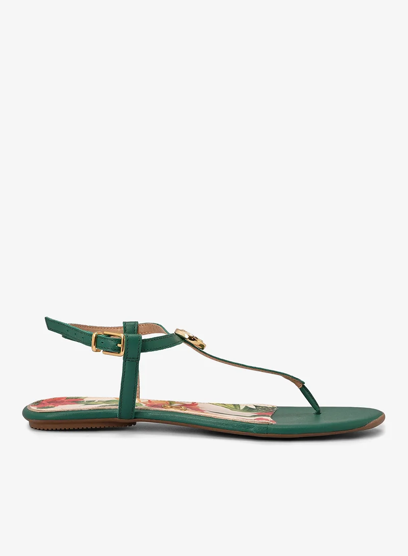 Carmen Steffens Flat Sandal Eucalyptus Green Straps Floral Print