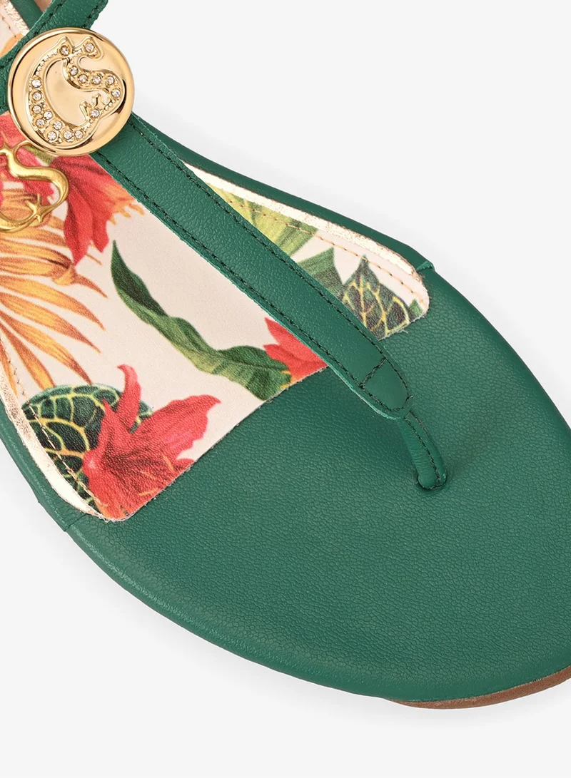Carmen Steffens  Flat Sandal Eucalyptus Green Straps Floral Print for Women | Best Price UAE