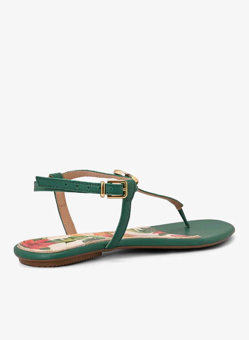 Carmen Steffens  Flat Sandal Eucalyptus Green Straps Floral Print for Women | Best Price UAE