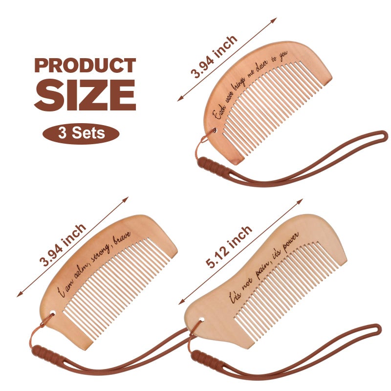 Ziliny 3 Pcs Engraved Wooden Birthing Comb - For Labor Pain Relief, Gift for Pregnant Women - Image 2