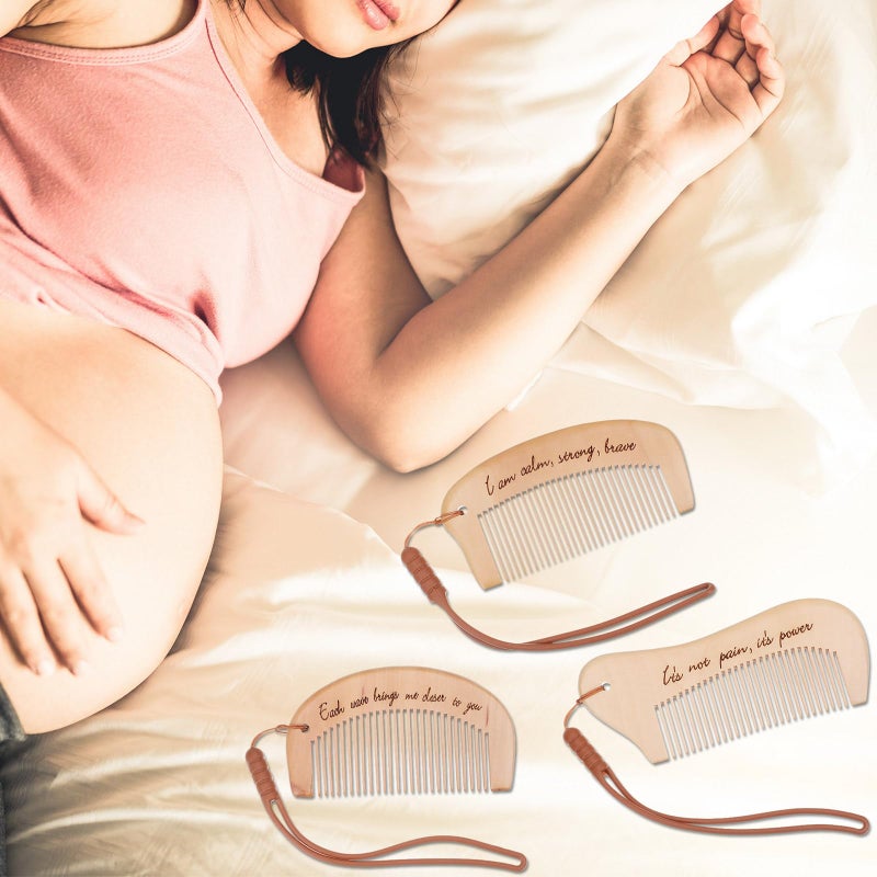 Ziliny 3 Pcs Engraved Wooden Birthing Comb - For Labor Pain Relief, Gift for Pregnant Women - Image 5