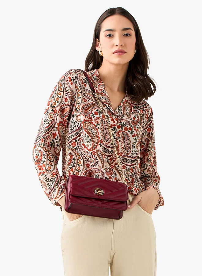 بابريكا Quilted Crossbody Bag with Button Closure