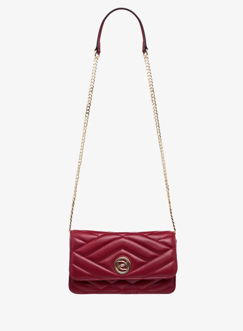 Paprika BURGUNDY Quilted Crossbody Bag with Button Closure for Women | Best Price UAE