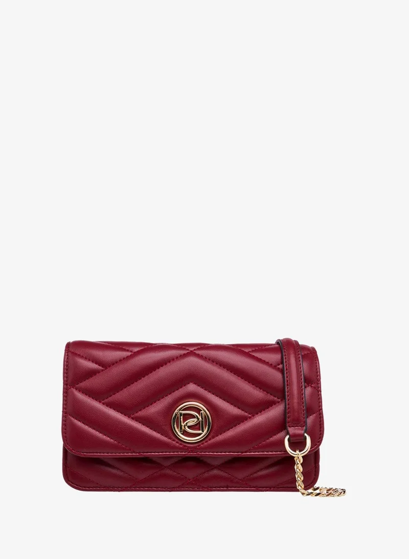 Paprika Quilted Crossbody Bag with Button Closure
