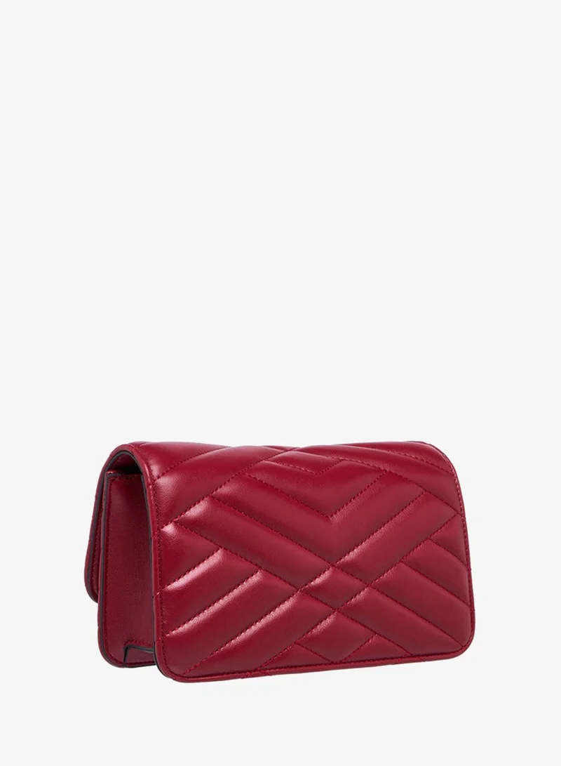 Paprika BURGUNDY Quilted Crossbody Bag with Button Closure for Women | Best Price UAE