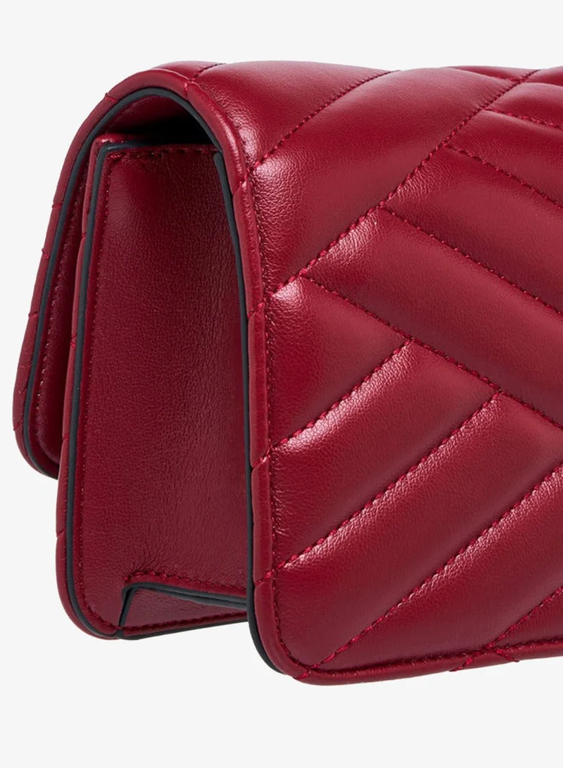 Paprika BURGUNDY Quilted Crossbody Bag with Button Closure for Women | Best Price UAE