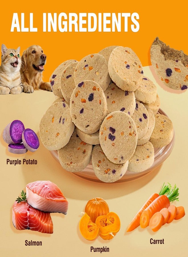 Fchowwn 100g/3.52oz Dehydrated Salmon&Veggie Treats for Cats and Dogs,Includes Pumpkin,Purple Potato and Carrot,All Natural and Delicious Snack Bites for Pets,Perfect for Training and Rewarding - Image 4