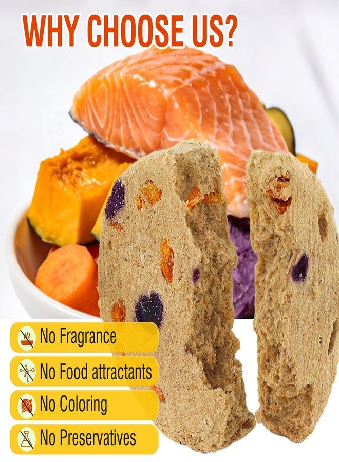 Fchowwn 100g/3.52oz Dehydrated Salmon&Veggie Treats for Cats and Dogs,Includes Pumpkin,Purple Potato and Carrot,All Natural and Delicious Snack Bites for Pets,Perfect for Training and Rewarding - Image 5
