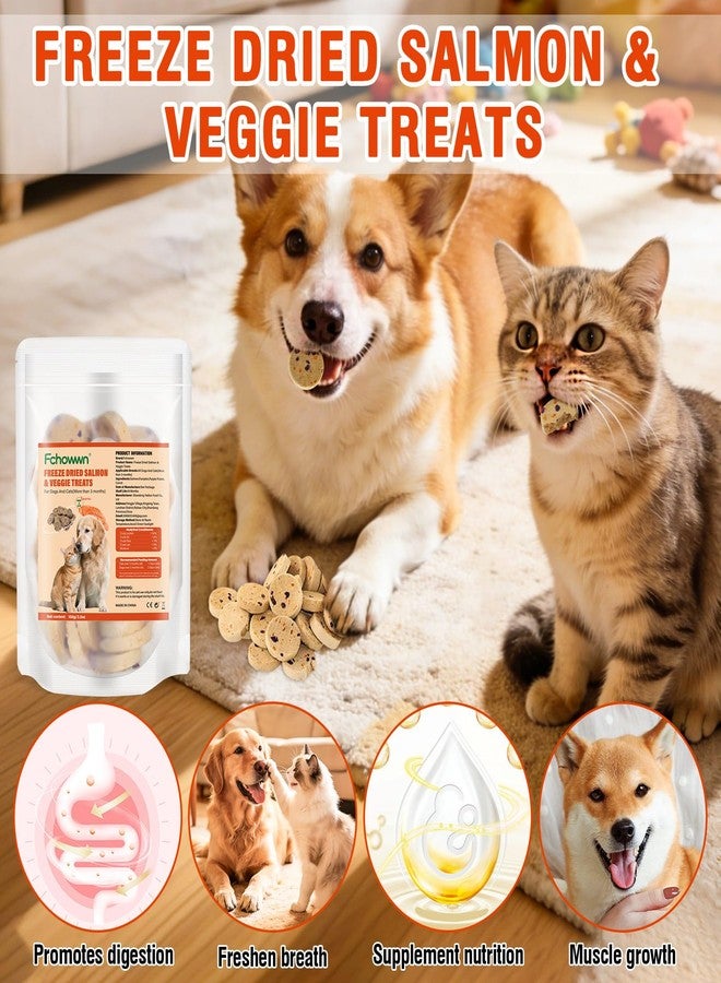 Fchowwn 100g/3.52oz Dehydrated Salmon&Veggie Treats for Cats and Dogs,Includes Pumpkin,Purple Potato and Carrot,All Natural and Delicious Snack Bites for Pets,Perfect for Training and Rewarding - Image 3