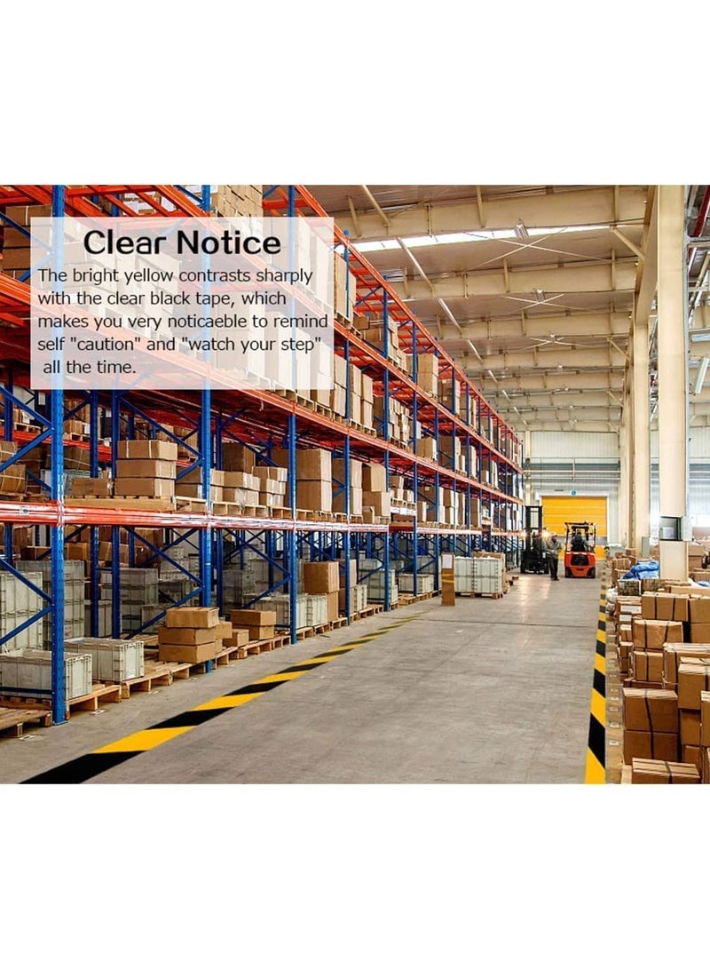 MARKQ Hazard Warning Tape | 2" x 20 yards | Black and Yellow Adhesive Safety Tape, Caution Barricade Construction Tape for Dangerous Areas, Walls, Pipes | PVC Floor Marking Tape [Pack of 4] - Image 4