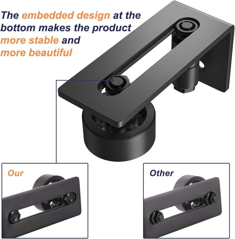SMARTSTANDARD Sliding Barn Door Floor Guide for Bottom Adjustable Roller - 8 Setup Options for DIYers - Flush Design Bottom Flat Barn Door Floor Guide Stay Roller (Black) 1PCS - Image 2