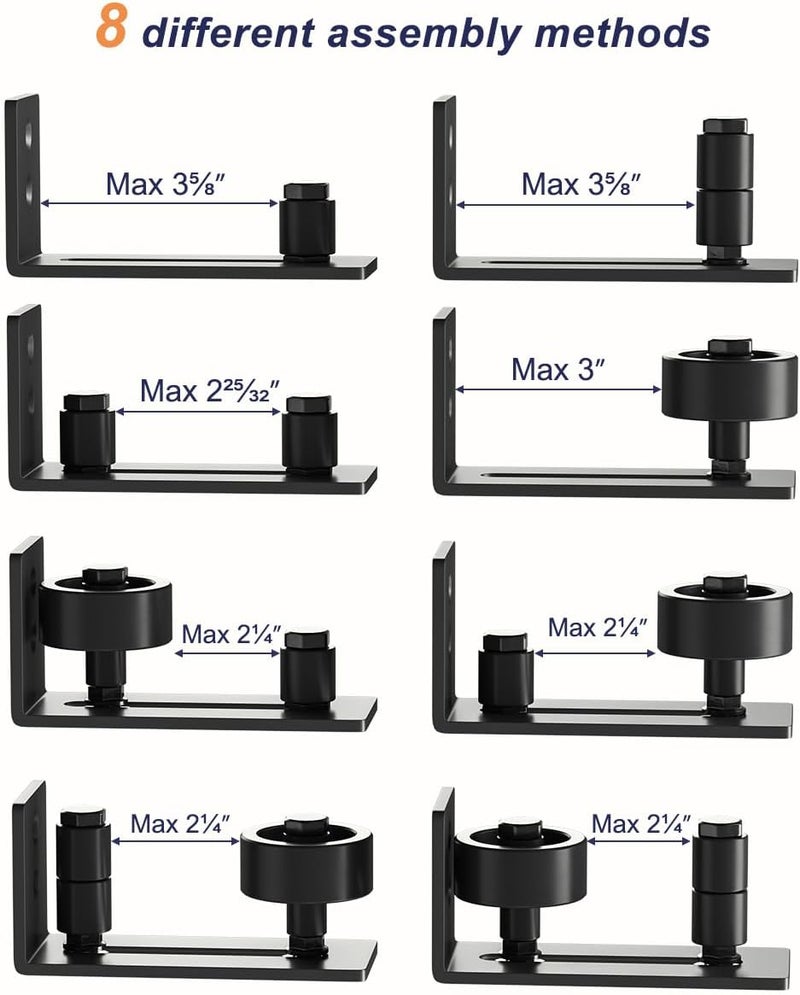 SMARTSTANDARD Sliding Barn Door Floor Guide for Bottom Adjustable Roller - 8 Setup Options for DIYers - Flush Design Bottom Flat Barn Door Floor Guide Stay Roller (Black) 1PCS - Image 3