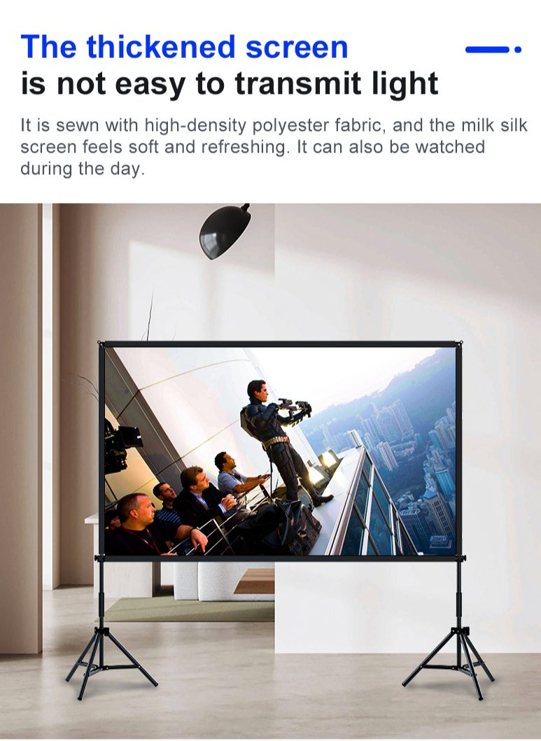 فلاشهوك شاشة عرض بروجكتر - 100 بوصة، 4K HD، 16:9، شاشة بروجكتر مع حامل متنقلة للاستخدام الخارجي والداخلي، شاشة عرض أمامية خلفية، شاشة عرض أفلام خفيفة الوزن مع إطار رباعي الأرجل، حقيبة حمل للسينما المنزلية شاشة البروجكتر  - Image 5