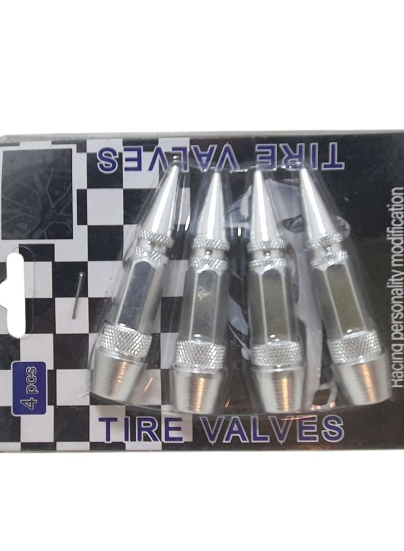 Generic 4 Pieces Car Wheel Valve Stem Caps Tire Valve Stem Caps for Cars Motorcycles Trucks Bikes - Silver 