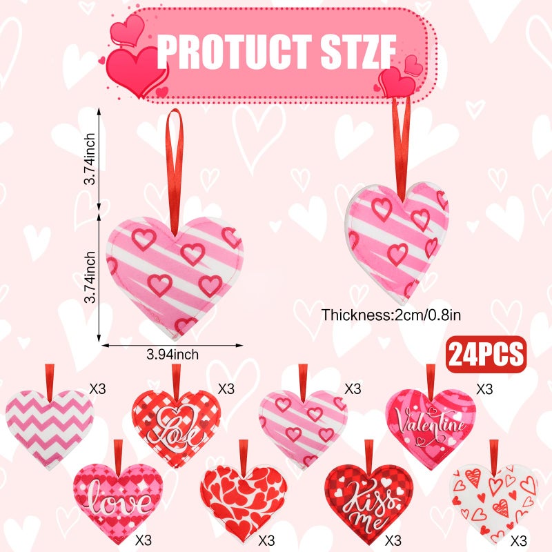 CCINEE 24Pcs Valentine's Day Heart Ornaments Felt Heart-Shaped Hanging Ornament Decoration Pink Red 3D Fabric Ornaments for Valentine's Day,Weddings, Commemorative Parties Supply - Image 2