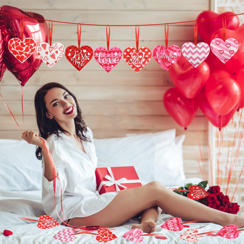 CCINEE 24Pcs Valentine's Day Heart Ornaments Felt Heart-Shaped Hanging Ornament Decoration Pink Red 3D Fabric Ornaments for Valentine's Day,Weddings, Commemorative Parties Supply - Image 5