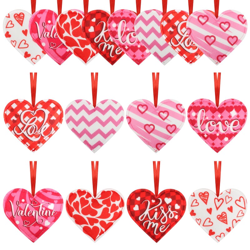 CCINEE 24Pcs Valentine's Day Heart Ornaments Felt Heart-Shaped Hanging Ornament Decoration Pink Red 3D Fabric Ornaments for Valentine's Day,Weddings, Commemorative Parties Supply - Image 1
