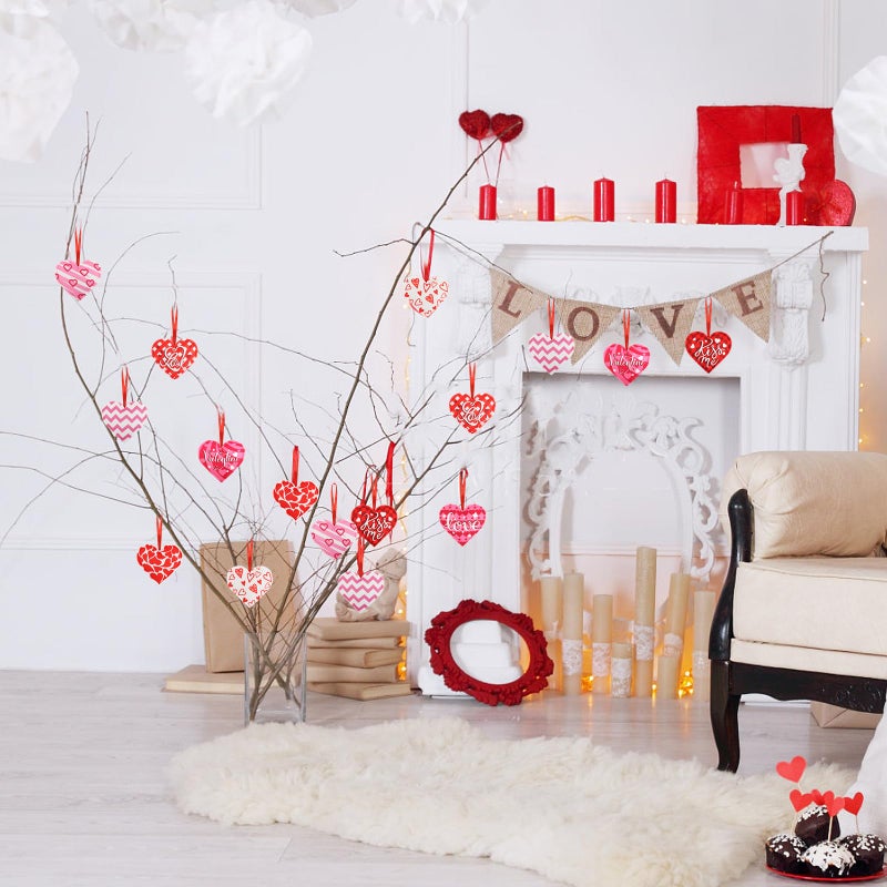 CCINEE 24Pcs Valentine's Day Heart Ornaments Felt Heart-Shaped Hanging Ornament Decoration Pink Red 3D Fabric Ornaments for Valentine's Day,Weddings, Commemorative Parties Supply - Image 4