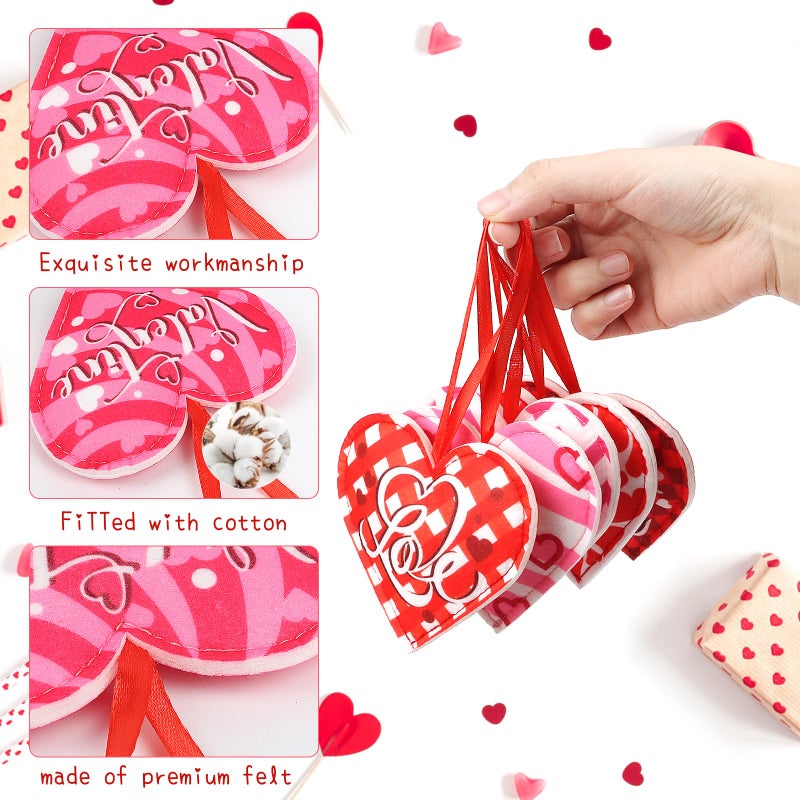 CCINEE 24Pcs Valentine's Day Heart Ornaments Felt Heart-Shaped Hanging Ornament Decoration Pink Red 3D Fabric Ornaments for Valentine's Day,Weddings, Commemorative Parties Supply - Image 3