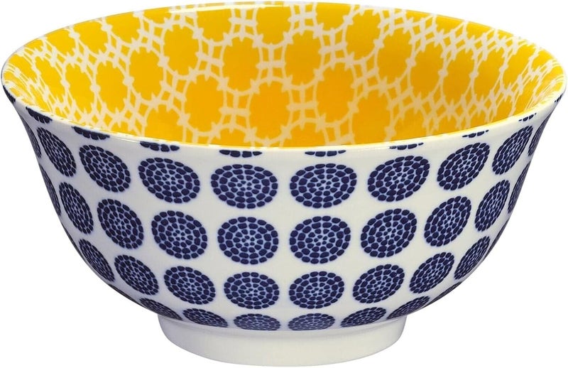 Cilio Amici Decorated Porcelain Bowl, 17 Ounce Capacity, 6" D x 2.75" H, Set of 6, Dots Pattern - Image 1