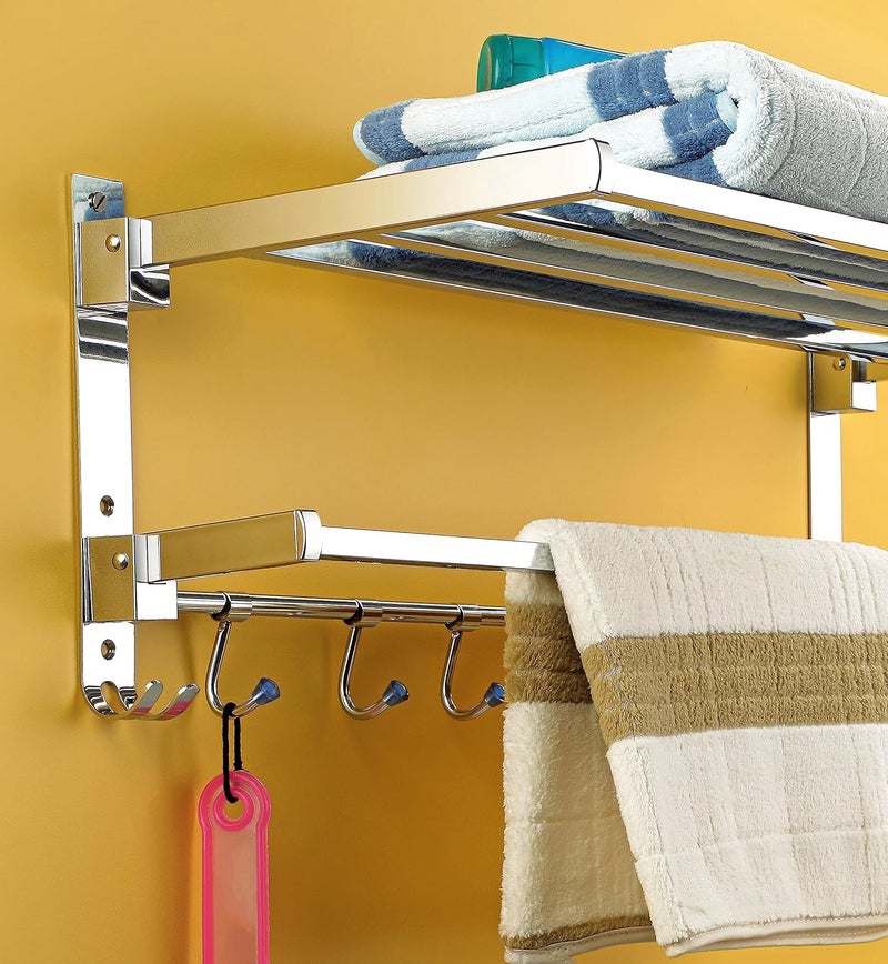 iSTAR Stainless Steel 24 Inch Long Heavy Double Folding Towel Rack for Bathroom/Towel Stand/Hanger/Rod/Towel Stand/Bathroom Accessories - Image 2